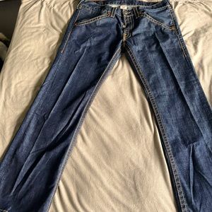 Men’s True Religion dark wash button fly “Anthony Big T” size 38 W 32 L